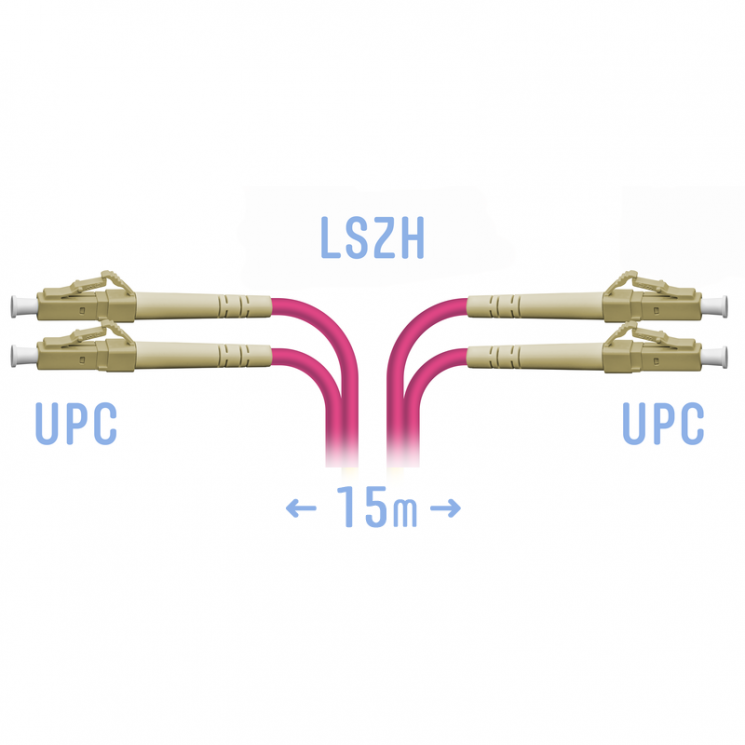 Патчкорд оптический LC/UPC-LC/UPC MM (OM4) Duplex 15 метров