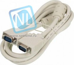 Кабель SVGA NINGBO CAB016S-06F-BR, VGA (m) - VGA (m), ферритовый фильтр , 1.8м, блистер, серый