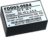 FDD03-05S4, DC/DC преобразователь, 3Вт, вход 9-36В, выход 5В/500мА