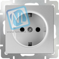 WL06-SKG-01-IP20/ Розетка с заземлением (серебряный)