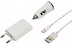18-1186 (EL-UA5), Комплект: сетевое и автомобильное зарядные устройства, USB кабель iPhone5, USB (5V, 1 А)