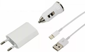 18-1186 (EL-UA5), Комплект: сетевое и автомобильное зарядные устройства, USB кабель iPhone5, USB (5V, 1 А)