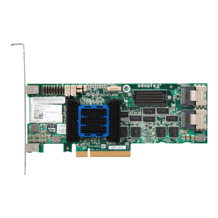 RAID-контроллер Adaptec ASR-6805 (PCI-E v2 x8, LP) KIT (SAS 6G, RAID 0,1,10 (SAS 6G, RAID 0,1,10,5,6,50,8port(int2*SFF8087), 512Mb onboard,Каб.(2шт#2