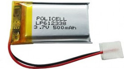 LP612338-PCM, Аккумулятор литий-полимерный (Li-Pol) 500мАч 3.7В, с защитой, PoliCell