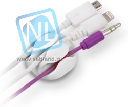 CM1103W, Зажим кабельный, тройной, круглый, приклеивающийся, белый