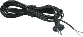 Шнур 5м с вилкой (S18) ШВВП-ВП 2x0.5мм (черный)