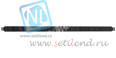 Управляемый блок розеток Tesla Power серии STD 16 розеток, вертикальный монтаж