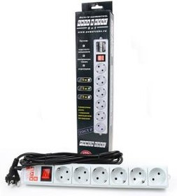 POWER CUBE SPG(5+1)-B-10 5+1 (3м) серый BL1, Сетевой фильтр