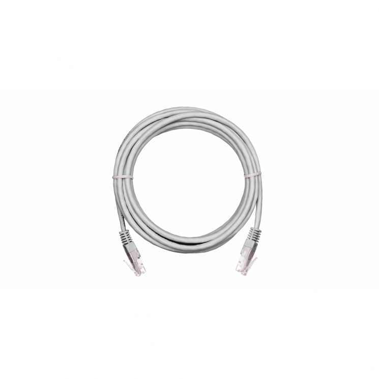 Коммутационный шнур NETLAN U/UTP 4 пары,Кат.5е (Класс D),100МГц, 2хRJ45/8P8C, T568B, заливной, BC (чистая медь), PVC нг(B),серый, 2м, уп 10шт