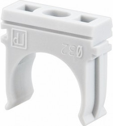 28-0132, Крепёж-клипса для труб ø32 мм, серая (25 шт/уп)