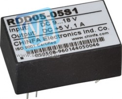 RDD05-05S1, DC-DC преобразователь, 5Вт, вход 9-18В, выход 5В/1А