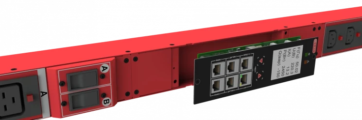 Блок розеток интеллектуальный: Ethernet, 0U, 400V, (3) 32A, in: IEC309, out: (6) C19; (18) C13 с фиксацией кабелей
