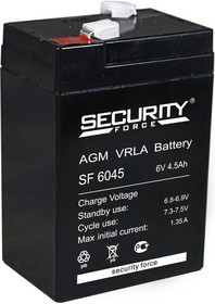 SF6045, Аккумулятор свинцовый 6В-4.5Ач, 70х47х100мм