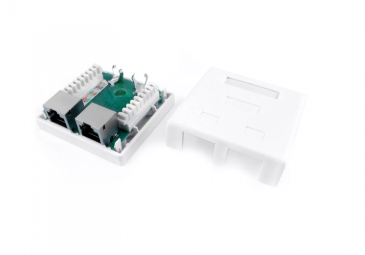 Розетка компьютерная RJ-45(8P8C), категория 6, экранированная, двойная, внешняя, Dual IDC
