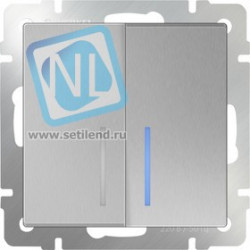 WL06-SW-2G-2W- LED/Выключатель двухклавишный проходной с подсветкой (серебряный)