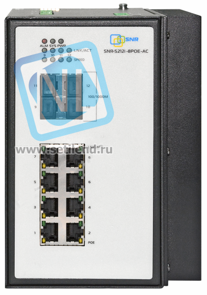 Управляемый промышленный POE коммутатор уровня 2 SNR-S212i-8POE-AC