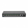 PoE коммутатор неуправляемый PUS-T08-115M, 8x10/100BASE-TX 802.3af&at + 1х10/100/1000BASE-TX, PoE бюджет 115Вт, до 30Вт на порт