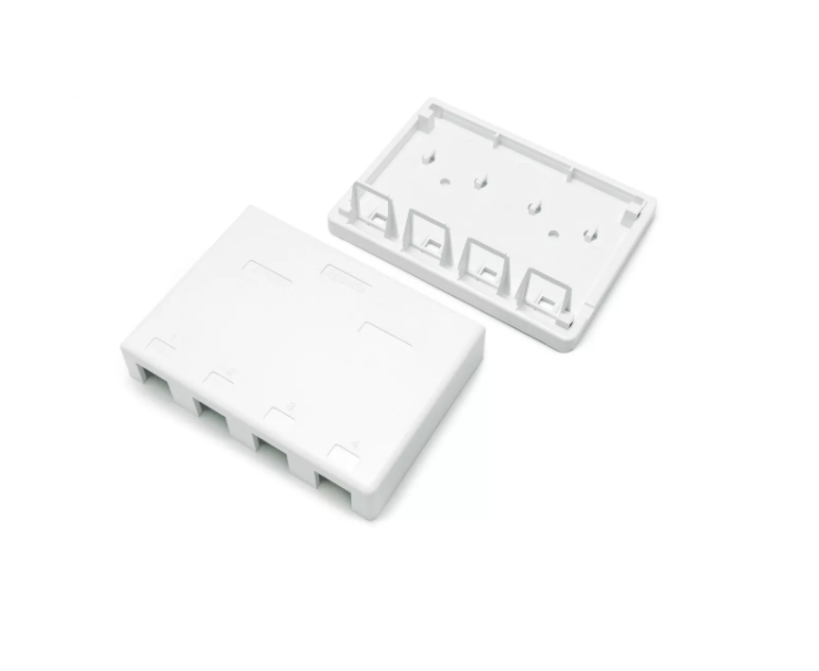 Корпус настенной розетки для установки 4-х вставок типа Keystone Jack, белый
