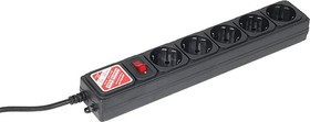 SPG-B-10-BLACK, Удлинитель сетевой с фильтром, 5 розеток, 3м, черный