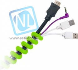 CM1202G, Органайзер кабельный гибкий, тип "пружина", 10 см, толстый, зеленый