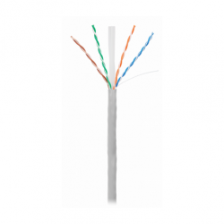 Кабель NETLAN U/UTP 4 пары, Кат.6 (Класс E), 250МГц, одножильный, BC (чистая медь), внутренний, PVC нг(B), серый, 305м