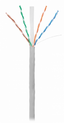 Кабель NETLAN U/UTP 4 пары, Кат.6 (Класс E), 250МГц, одножильный, BC (чистая медь), внутренний, PVC нг(B), серый, 305м