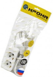 КРОНА КБ215003-Б РС-2/зем. (У16-001УХЛ4) 3м (ПВС 3x0,75) BL1, Сетевой удлинитель