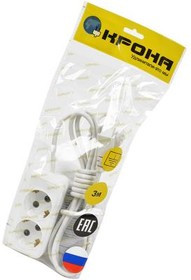 КРОНА КБ215003-Б РС-2/зем. (У16-001УХЛ4) 3м (ПВС 3x0,75) BL1, Сетевой удлинитель