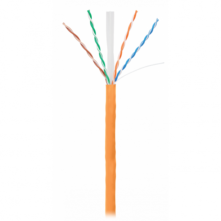 Кабель NETLAN U/UTP 4 пары, Кат.6 (Класс E), 250МГц, одножильный, BC (чистая медь), внутренний, LSZH нг(B)-HF, оранжевый, 305м