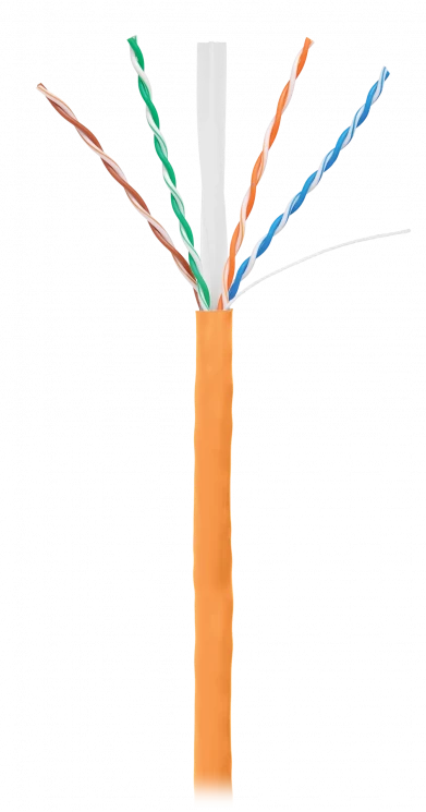 Кабель NETLAN U/UTP 4 пары, Кат.6 (Класс E), 250МГц, одножильный, BC (чистая медь), внутренний, LSZH нг(B)-HF, оранжевый, 305м