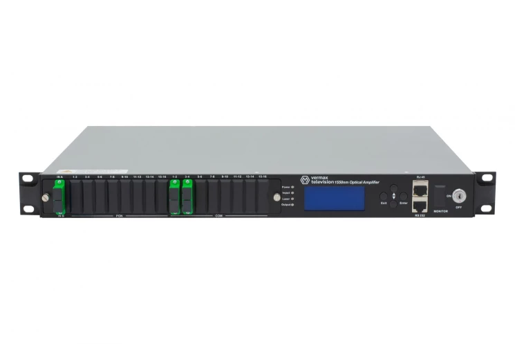 Оптический усилитель VERMAX для сетей КТВ, 2 входа, 4*24dBm выход, RT1, 1U