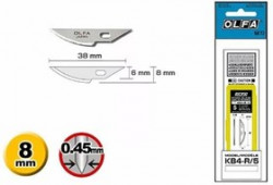 OL-KB4-R/5, Лезвия OLFA закругленные для ножа AK-4, 6(8)х38х0,45мм, 5шт