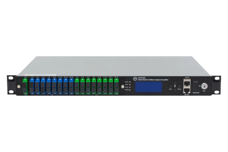 Оптический усилитель VERMAX для сетей КТВ, 2 входа, 16*22dBm выход, CWDM 1310/1490/1550, 1U