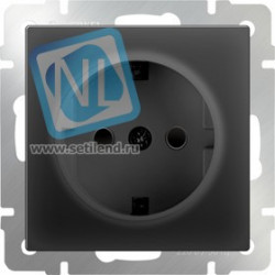 WL08-SKGS-01-IP44/ Розетка с заземлением и шторками (черный матовый)
